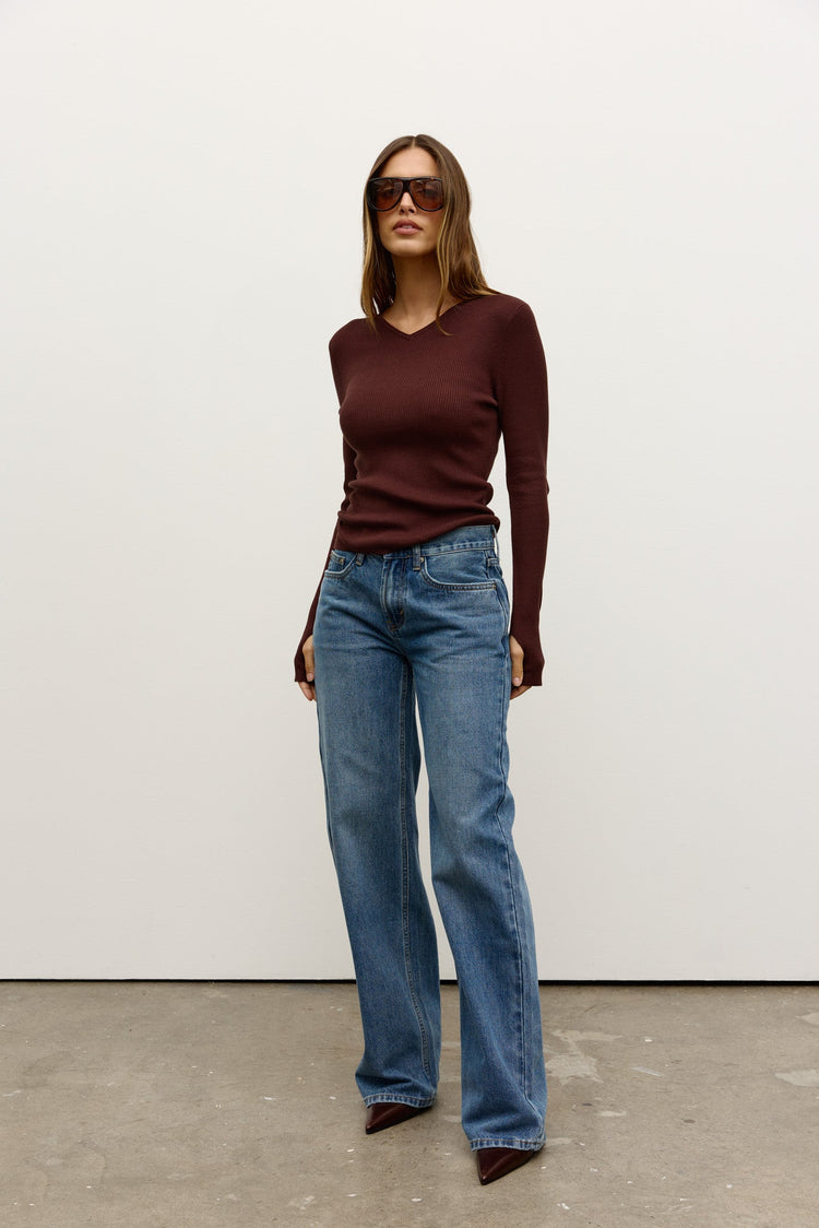 JAYDE KNIT TOP - COFFEE