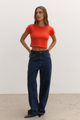 COREY CROPPED T-SHIRT - CHERRY RED