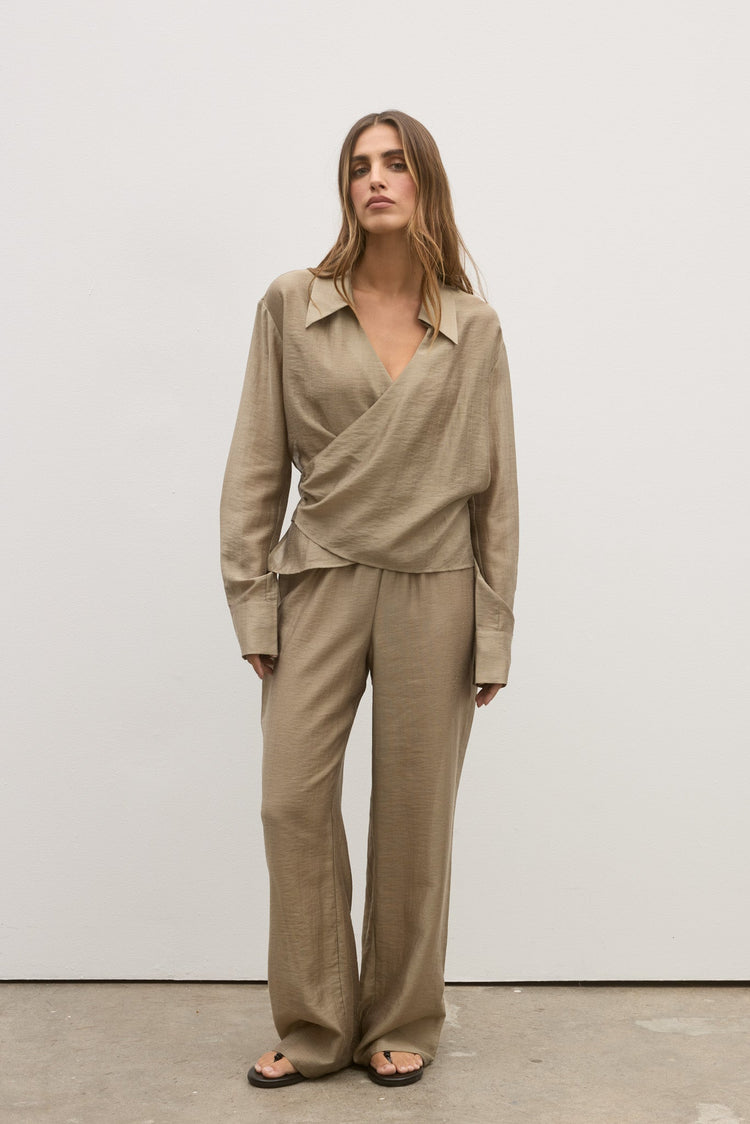 NOIR WRAP SHIRT - BARK