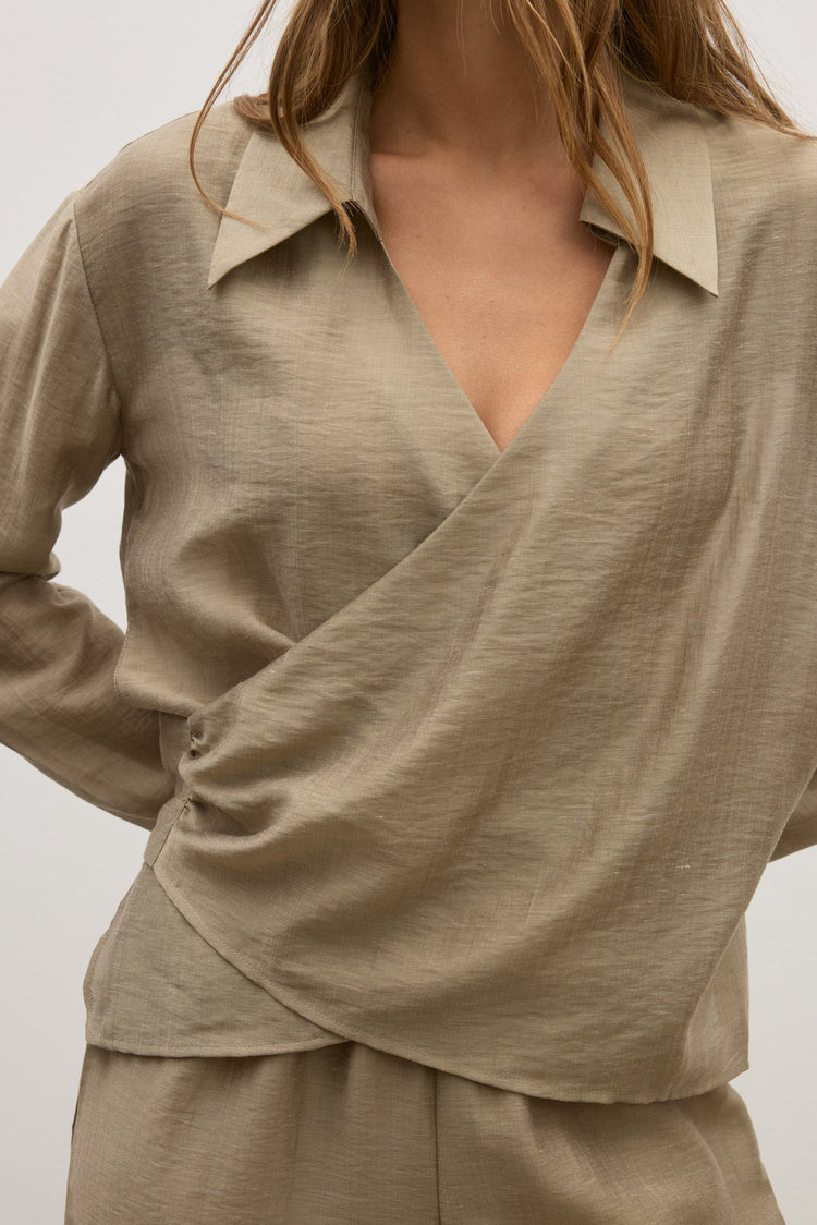 NOIR WRAP SHIRT - BARK